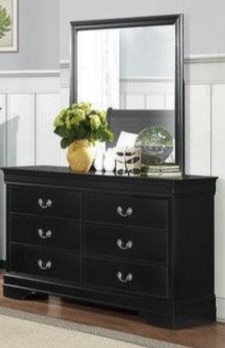 Homelegance Mayville Black Finish 6-Drawer Dresser with Mirror