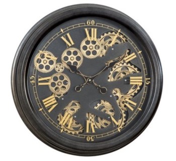 Yosemite Home Black Round Gear Wall Clock